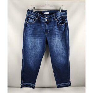 Kancan Jeans Womens 18 Blue Ankle Straight High Rise Ripped Denim 210304